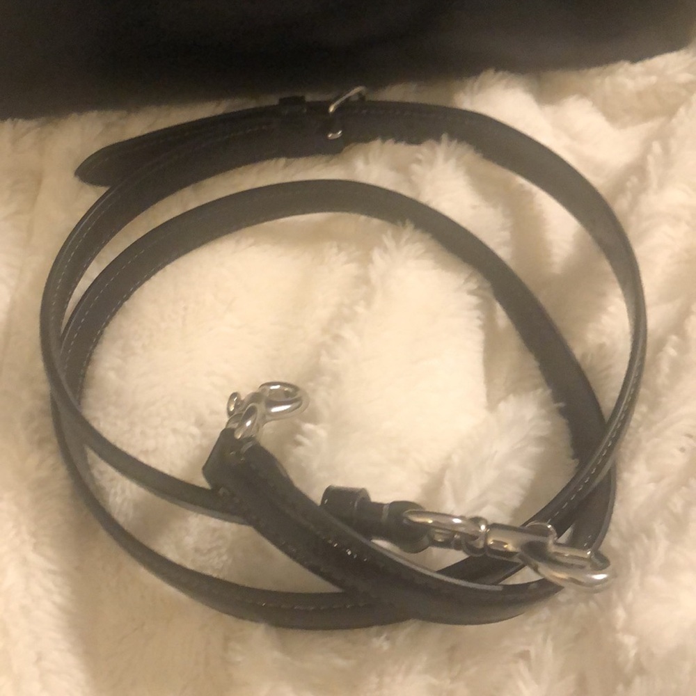 Coach Crinkle Black Patent Georgia Satchel Handbag W/Crossbody Strap - Picture 7 of 7